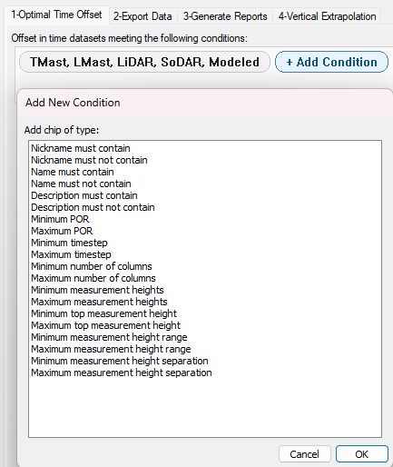 Workflow condition selector with dataset targeting criteria